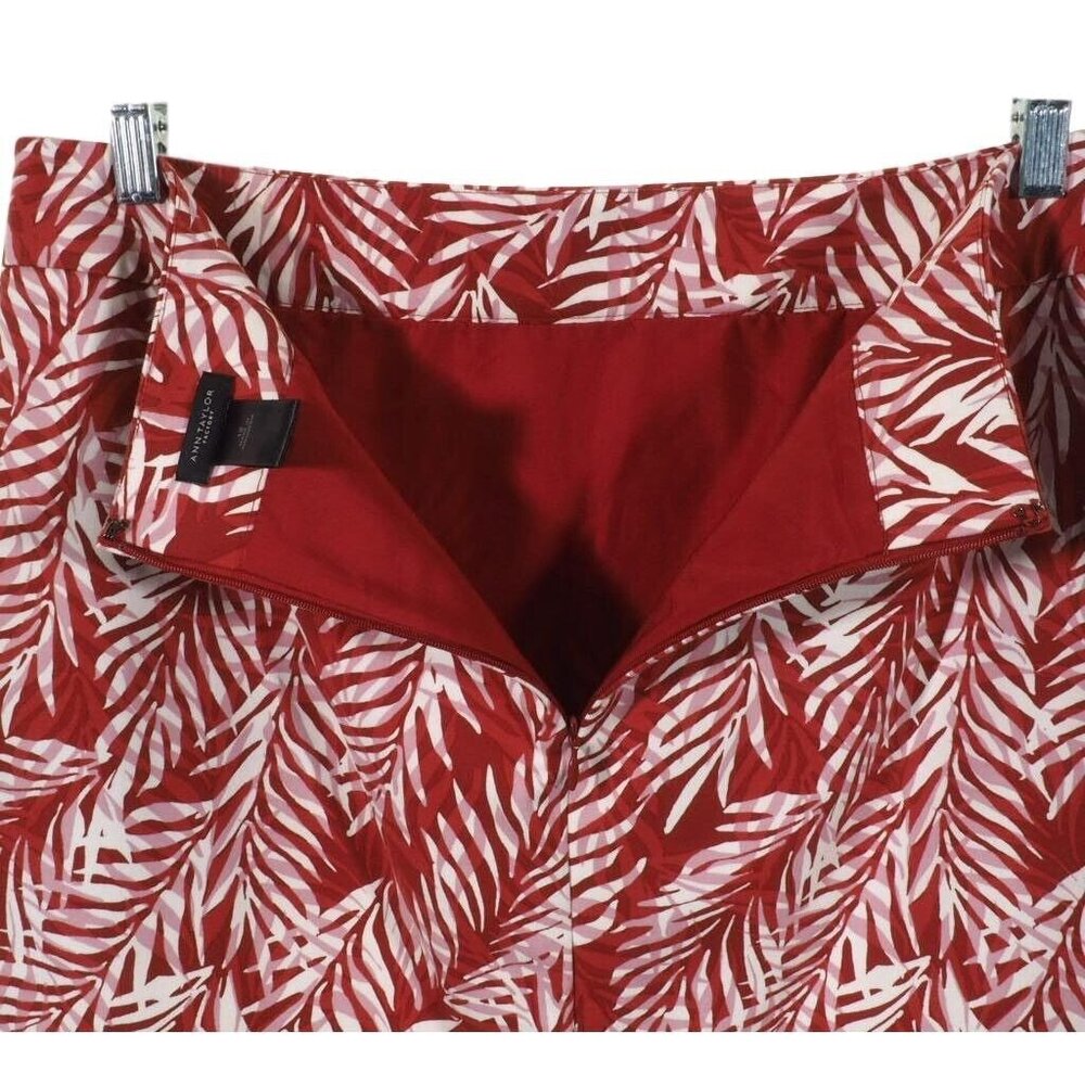 Ann Taylor Factory Womens Tropical Leaf Print Skirt Size 12 Red & White - Picture 5 of 7